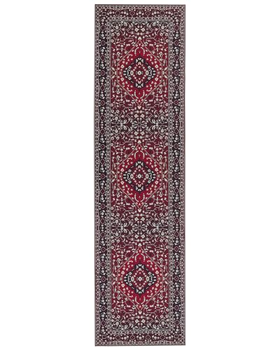 Teppich Läufer rot orientalisches Muster rutschfest 80 x 300 cm Vintage Vadkadam von Beliani