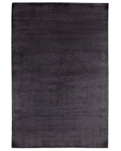 Teppich Viskose Dunkles Grau 160 x 230 cm einfarbig handgewebt Kurzflor Gesi II von Beliani