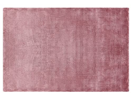 Teppich Viskose rosa 160 x 230 cm einfarbig handgewebt Kurzflor Modern Gesi II von Beliani