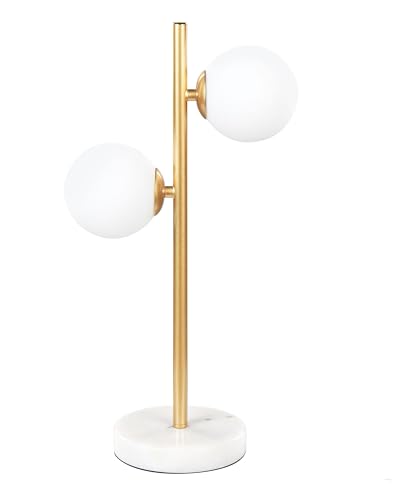 Tischlampe Metall / Glas gold weiß rund Glaskugel elegant 2-flammig Medina Tischlampe Metall / Glas gold weiß rund Glaskugel elegant 2-flammig Medina von Beliani