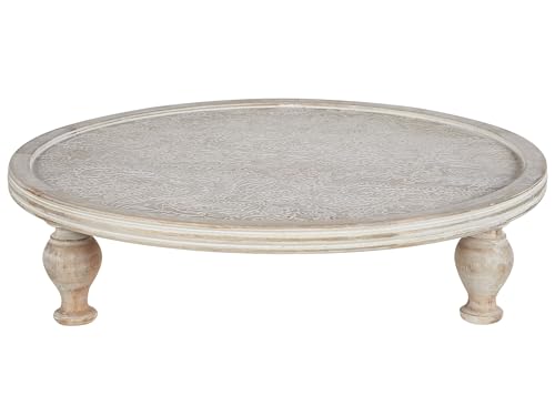 Tortenplatte Mangoholz hellbraun Antik-Optik mit Füßen rund 46 cm Luksor von Beliani