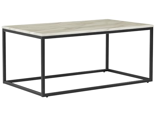 Trendy Couchtisch beige Marmor-Optik Schwarze Beine Delano von Beliani