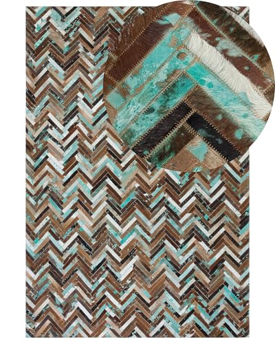 Trendy Teppich bunt Kuhfell Zig-zag Muster 160 x 230 cm Amasya von Beliani