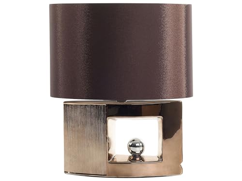 Trendy Tischlampe dekorativer Lampenfuß Porzellan braun 48 cm Trommelform Duero von Beliani