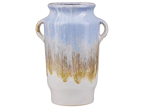 Vase Steinzeug mehrfarbig blau weiß gold 25 cm wasserdicht handgefertigt Gerrha von Beliani
