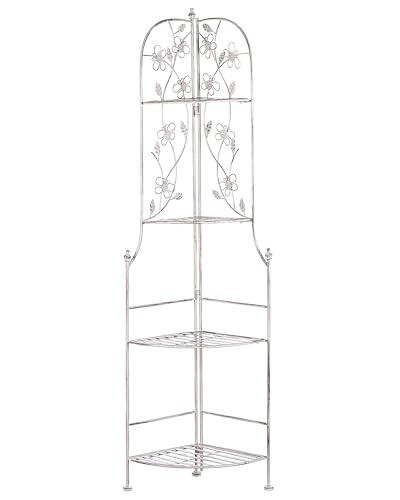 Vielseitiges Eckregal weiß mit Verzierungen aus Metall 4 Ablageflächen Biella von Beliani