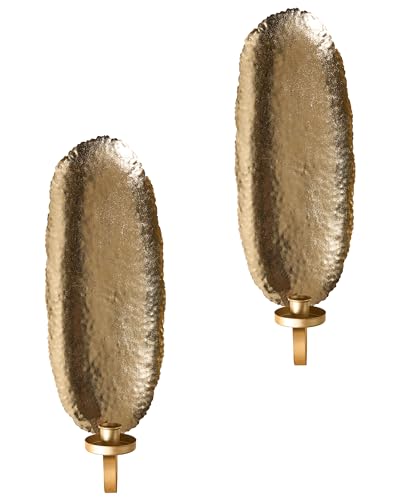 Wand Kerzenhalter 2er Set aus Eisen gold elegante Wanddeko Feijo von Beliani