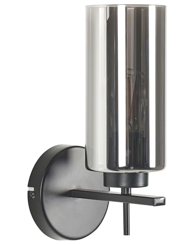 Beliani Wandlampe Rauchglas/Metall grau schwarz 29 cm modernes Design Puriri Beliani Wandlampe Rauchglas/Metall grau schwarz 29 cm modernes Design Puriri von Beliani