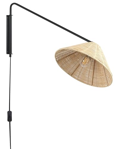 Wandleuchte Rattan natürlich 1-flammig Kegelform verstellbar Boho Palena Wandleuchte Rattan natürlich 1-flammig Kegelform verstellbar Boho Palena von Beliani