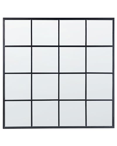 Wandspiegel mit Rahmen Metall schwarz Fensteroptik quadratisch 78 x 78 cm Blesle von Beliani