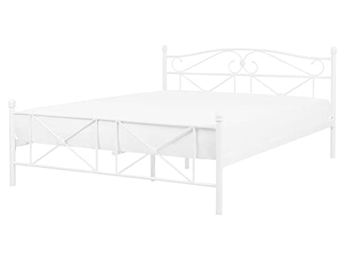 Zeitlos schönes Metallbett in schlichtem Design 160 x 200 cm weiß Rodez von Beliani