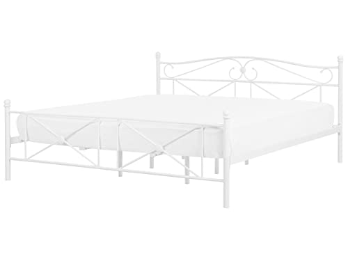 Zeitlos schönes Metallbett in schlichtem Design 180 x 200 cm weiß Rodez von Beliani