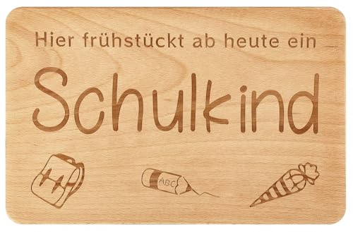 Belillpipi Frühstücksbrett Schulkind – 2025 Einschulung Geschenk für Mädchen & Jungen – 22x14cm, personalisiertes Andenken zum Schulanfang von Belillpipi