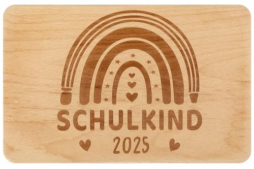 Belillpipi Frühstücksbrett Schulkind Regenbogen – 2025 Einschulung Geschenk für Mädchen & Jungen – 22x14cm, personalisiertes Andenken zum Schulanfang von Belillpipi