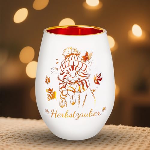 Windlicht Herbstzauber mit Katze & Ahornblatt – Geschenk für Frauen – Herbstliche Teelichtdeko Windlicht Herbstzauber mit Katze & Ahornblatt – Geschenk für Frauen – Herbstliche Teelichtdeko von Belillpipi