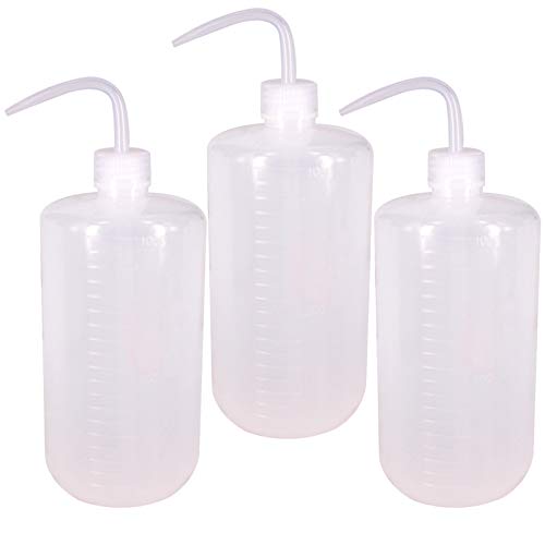 Belinlen 3 x 1000 ml Kunststoff-Sicherheits-Laborwaschflaschen, Kunststoff-Quetschflasche mit Skalenetiketten und schmalem Mund, Bewässerungsflasche für Chemie, Industrie, Labor Gartenarbeit (LDPE) von Belinlen