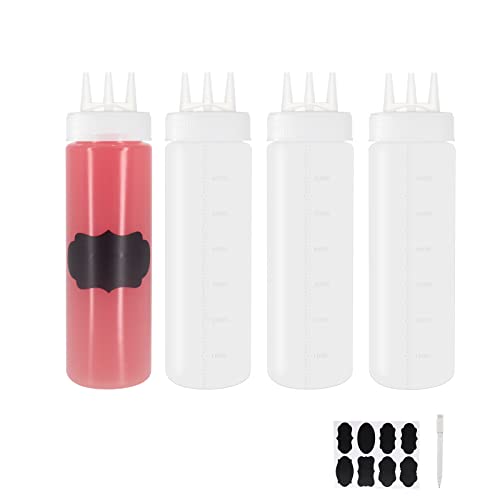 Belinlen 4 Stück 700 ml Kunststoff-Quetschsoßenflaschen, 3-Loch-Spritzflaschen, Gewürz-Quetschflaschen, Kunststoff-Quetschspender mit Maßen für Ketchup, Grill, Dressing, Farbe, Werkstatt, Belinlen 4 Stück 700 ml Kunststoff-Quetschsoßenflaschen, 3-Loch-Spritzflaschen, Gewürz-Quetschflaschen, Kunststoff-Quetschspender mit Maßen für Ketchup, Grill, Dressing, Farbe, Werkstatt, von Belinlen