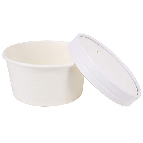 Belinlen Einweg-Eisbecher mit Deckel, 170 ml, Weiß, 50 Stück von Belinlen