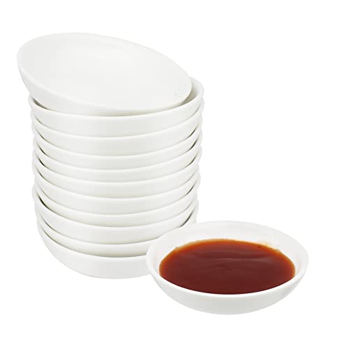 Belinlen Kleine Dip-Schüssel-Sets, 34 ml, Dip-Soßenschalen und Schüsseln, Keramik-Porzellan, kleine Servierschalen für Tomatensauce, Soja, Essig, BBQ (weiß), 12 Stück von Belinlen