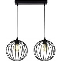 Pendelleuchte E27 Schwarz Metall 2-flammig L:60 cm Pendelleuchte E27 Schwarz Metall 2-flammig L:60 cm von Belis