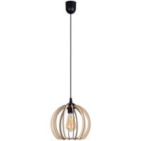 Pendelleuchte Holzschirm Metall Schwarz Kugel Ø24 cm Pendelleuchte Holzschirm Metall Schwarz Kugel Ø24 cm von Belis