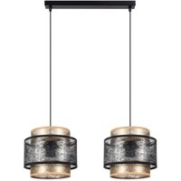 Pendelleuchte Schwarz Gold 2-flammig E27 Stoff blendarm Pendelleuchte Schwarz Gold 2-flammig E27 Stoff blendarm von Belis