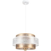 Runde Pendelleuchte Stoff Weiß Gold Ø40 cm E27 wohnlich Runde Pendelleuchte Stoff Weiß Gold Ø40 cm E27 wohnlich von Belis