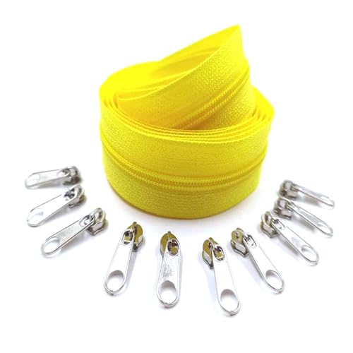 1 bis 10 Meter Nylon-Reißverschlussrollen mit 2 bis 20 Schiebern für Schneider-Nähzubehör 3#,Gelb D,5 Meter – 10 Schieberegler von Belivceng