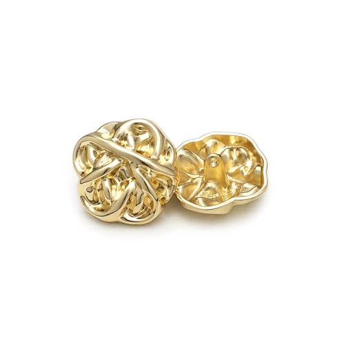 10 Stück 18/20/23mm Blumen Metallknöpfe Gold Silber - Unregelmäßige Nähknöpfe,Gold,18 mm von Belivceng