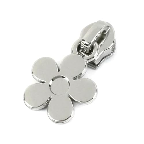 20 Stück 5# Blumen-Reißverschlussschieber für Nylonbandtaschen zum Nähen,B-Silber,Nr. 5 – 20 Stück von Belivceng