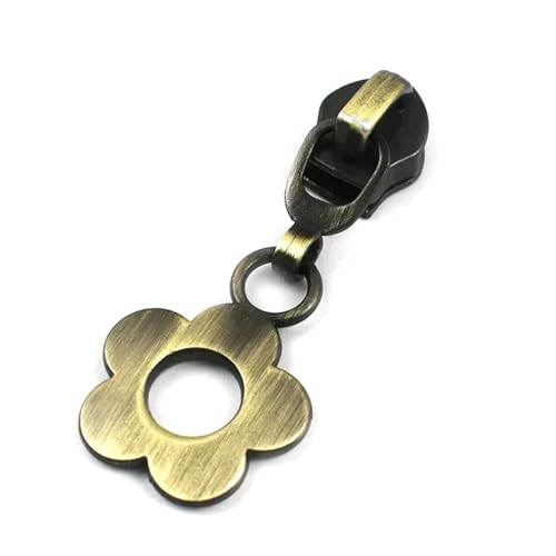 20 Stück 5# Blumen-Reißverschlussschieber für Nylonbandtaschen zum Nähen,D-Messing,Nr. 5 – 20 Stück von Belivceng