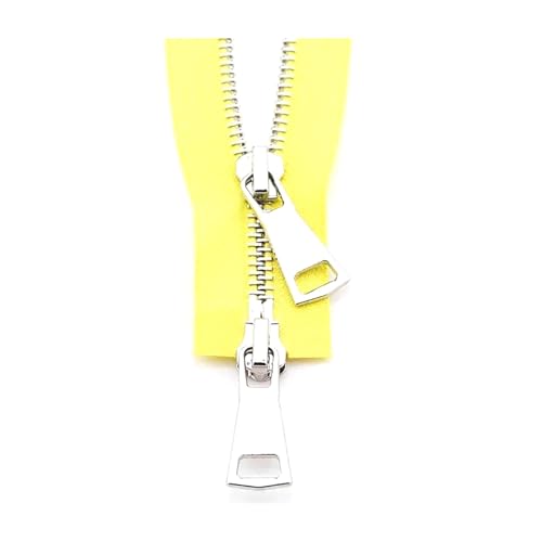 3 Stück 5# 70cm bis 120cm Metallreißverschluss Doppelschieber Open-End Auto Lock zum Nähen von Daunenjacken,Gelb,70 cm von Belivceng