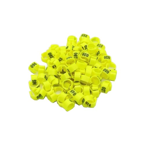 Taube Vogel Kunststoff Clip Ringe Geflügel Bein Bands Innen Durchmesser 12mm 14mm Fuß,Gelb,Innendurchmesser 14 mm - 100 Stück von Belivceng