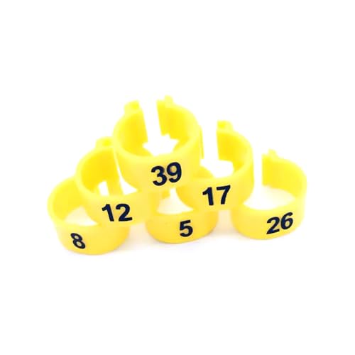 Vogelbedarf Heimvögel Brieftaube Papagei Digitaler Fußring Bajonettmarkierungsring Innendurchmesser 10mm,Gelb,S - 100 Stück von Belivceng