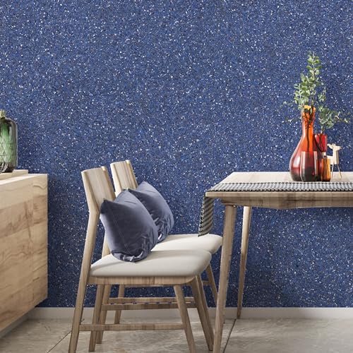 Belka B45 Blau-Goldene Tapete - Reine Baumwolle - Langlebig - Selbstklebend - Wärme- & Schalldämmend - Modern & Stilvoll, DIY Öko & Natürlich | ca. 15 qm (m²) von Belka