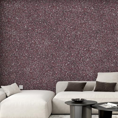 Belka B51 Glänzende Rot-Schwarze Tapete - Reine Baumwolle & mineralischer Glimmerstein - selbstklebend - Wärme- & schalldämmend - Modern & stilvoll, DIY Öko & Natürlich | ca. 3 qm (m²) von Belka