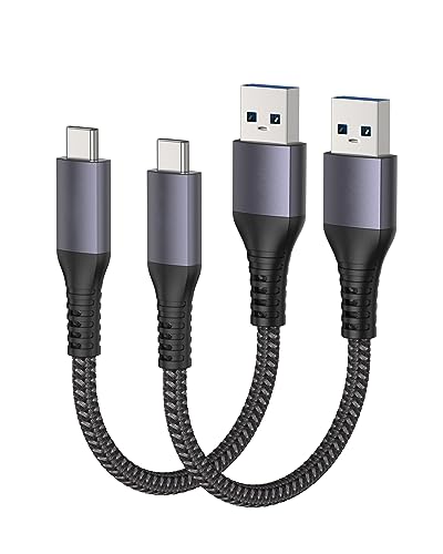 Maxonar USB C Kabel Kurz 15cm/0.15M [2Stück] 10Gbps USB3.2 Gen2 Datenkabel Typ C Android Auto QC3.0 3.1A USB A auf C Schnellladegerät für Samsung Note20 Galaxy S23/S22/S21/S20 Z Flip5 Tab S9 Pixel8 von Maxonar