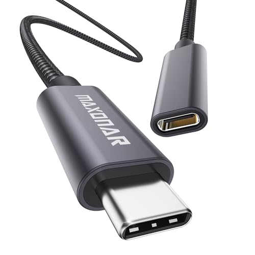 Maxonar USB C Verlängerungskabel (2M/2Pack) USB3.2 (5Gbit/s) Typ C Stecker-Buchse Verlängerung 5A Laden und Synchronisieren für PSVR2 MacBook Pro 2022 M2 Galaxy S23/S22/S21/Note 20 Tab S9 Pixel 8 Grau von Maxonar