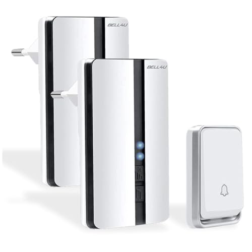 Bell4U Funkklingel Batterielos - Kabellose Klingel Haustür - Haustürklingel Wasserdicht - 200m Reichweite - Set mit 2 Empfänger - 51 Melodien & 4 Lautstärkestufen von Bell4U