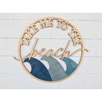 Bring Mich Zum Strand Holzmontage | Strand-Wand-Kunst Strandhaus Wanddekoration Wellen Wandkunst von BellAndTheWhistle