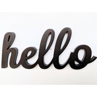Hello Holzschild Birkensperrholz Wanddeko Hello Holzschild Birkensperrholz Wanddeko von BellAndTheWhistle