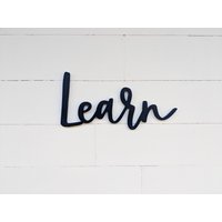 „Learn" Schild Mit Holz Aufschrift Homeschool, Schuldeko von BellAndTheWhistle