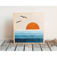 Sunset Beach Wall Decor Moderne Ozean Kunst, Wohnzimmer Szene von BellAndTheWhistle