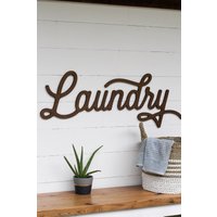 Waschküche Holzschild Mit Wortausschnitt von BellAndTheWhistle