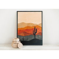 Wüstenlandschaft Holzkunst | Geschichtete Wüstenwandkunst Wandkunst Aus Kaktusholz Kaktus-Kunst Boho Moderne Südwestliche von BellAndTheWhistle