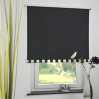 Seitenzugrollo Kettenzugrollo Volantrollo Rollo Eckig Verdunklung 192 x 180 cm schwarz für Fenster von Bella Casa