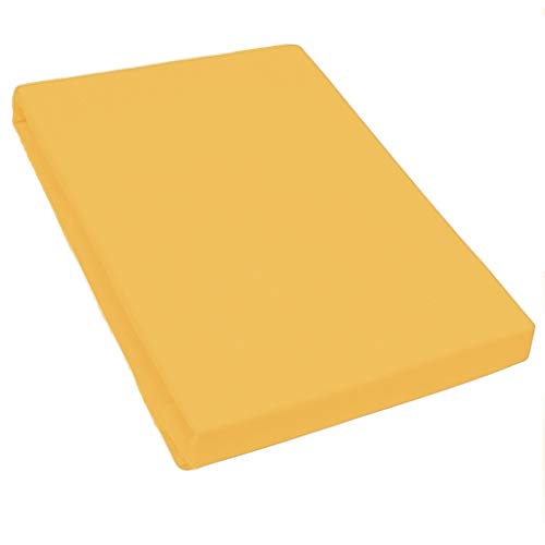 Formesse – Bella Donna Jersey. Edles Jersey-Spannbettlaken 140x190-160x220 cm - bis 30cm Höhe - 97% Baumwollzwirn, 3% Elastan, Aloe Vera und Arganöl/Spannbetttuch aus Deutschland - Goldgelb von Bella Donna