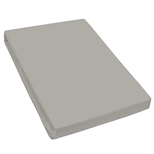 Bella Luna Jersey de Luxe Spannbettlaken in Grau | Bettbezug für Wasserbetten, Boxspringbetten & Übergrößen | Größe 120x200 bis 130x220 cm | pflegeleichtes Spannbetttuch aus 97% Baumwolle von Bella Luna