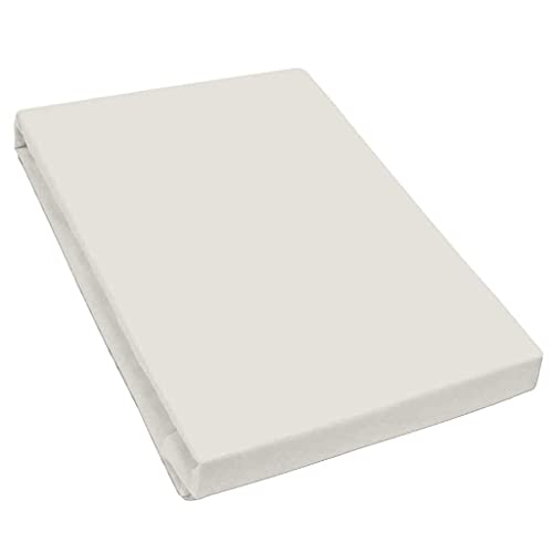 Bella Luna Jersey de Luxe Spannbettlaken in Leinen-Grau | Bettbezug für Wasserbetten. Boxspringbetten & Übergrößen | Größe 140x200 bis 160x220 cm | pflegeleichtes Spannbetttuch aus 97% Baumwolle von Bella Luna