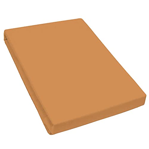 Bella Luna Jersey de Luxe Spannbettlaken in Messing-Bronze | Bettbezug für Wasserbetten, Boxspringbetten & Übergrößen | Größe 140x200 bis 160x220 cm | pflegeleichtes Spannbetttuch aus 97% Baumwolle von Bella Luna